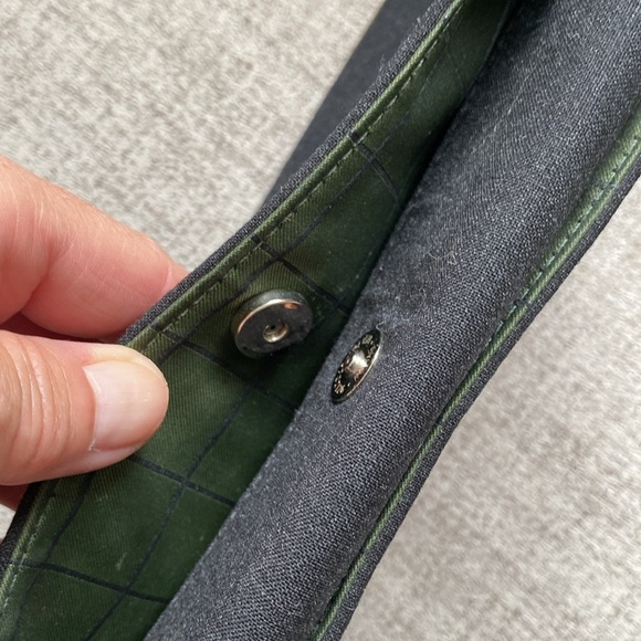 Kate Spade vintage black cloth shoulder bag/purse with green leather trim. - Picture 9 of 14